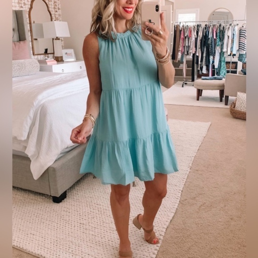LOFT Aqua Sleeveless Mini Dress